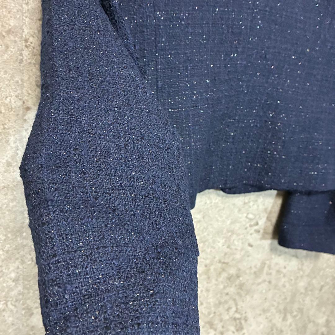 【新品】UNTITLED ツイードノーカラージャケット フォーマル ネイビー M
