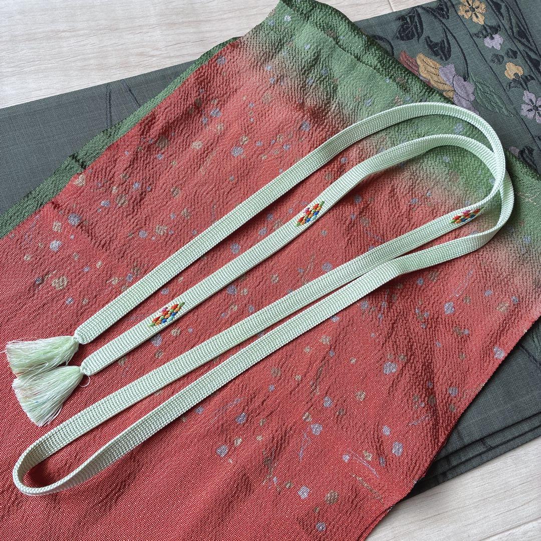 訪問着　フルセット　着物　正絹　紬　四季草花　風情　N1