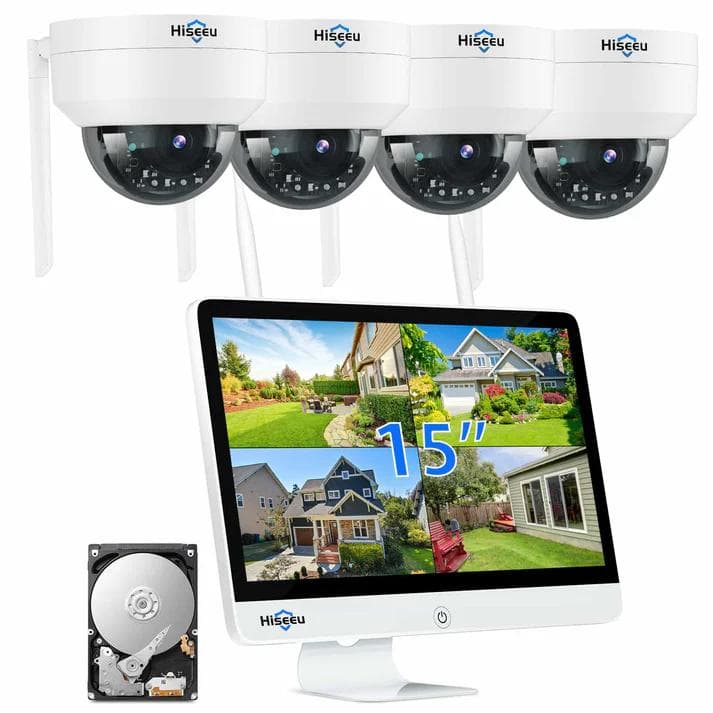 【Aランク】15インチ液晶一体型本体ワイヤレス500万画素PTZカメラ4台セット