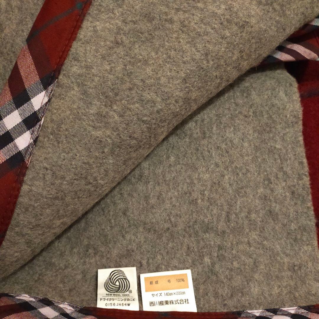 Burberrys バーバリー 純毛 毛布 ウール 赤×レッド 140×200