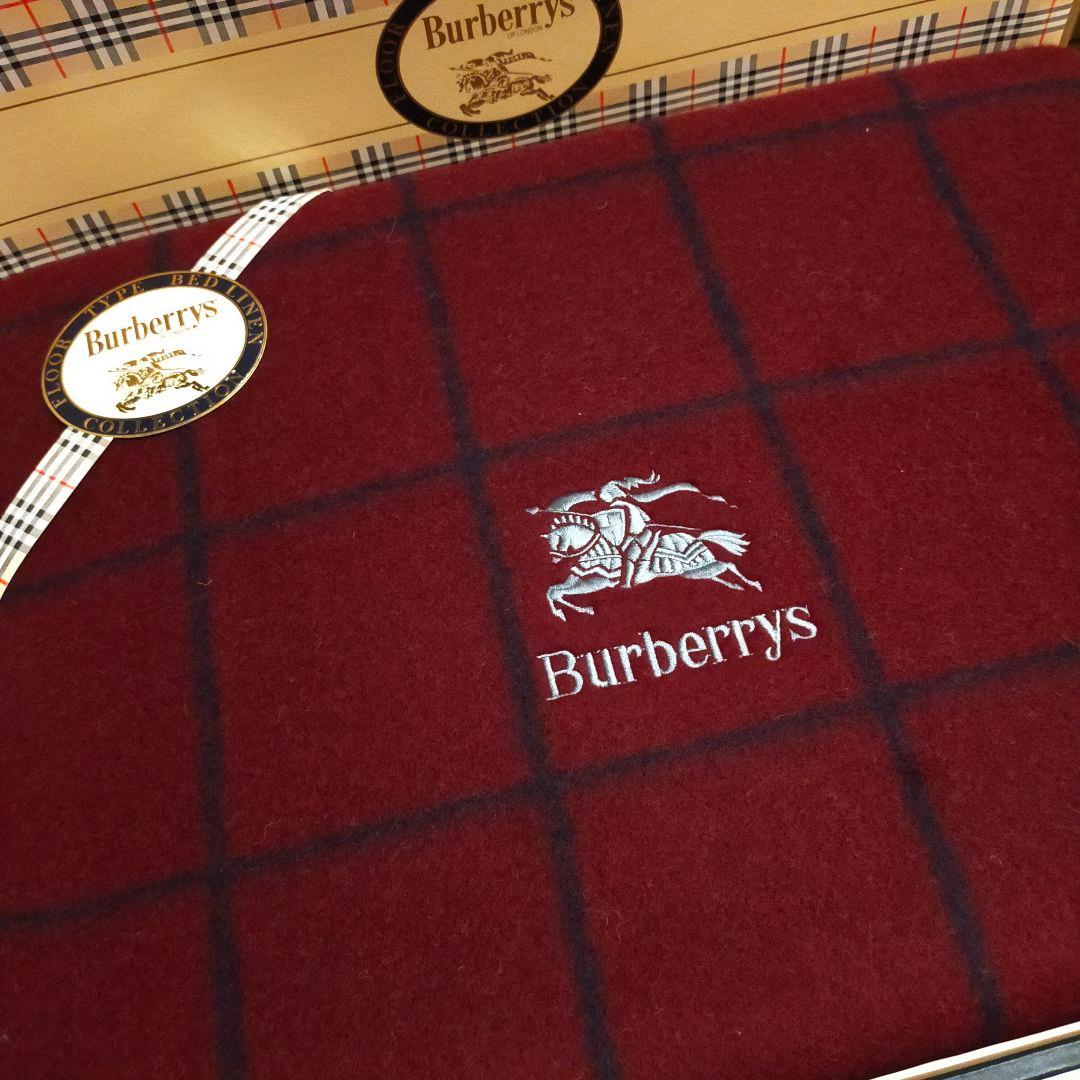 Burberrys バーバリー 純毛 毛布 ウール 赤×レッド 140×200