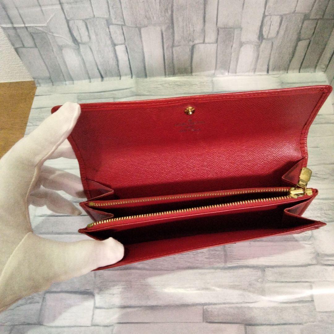 【送料無料】LOUIS VUITTON　ルイヴィン　RED　赤　レザー　長財布