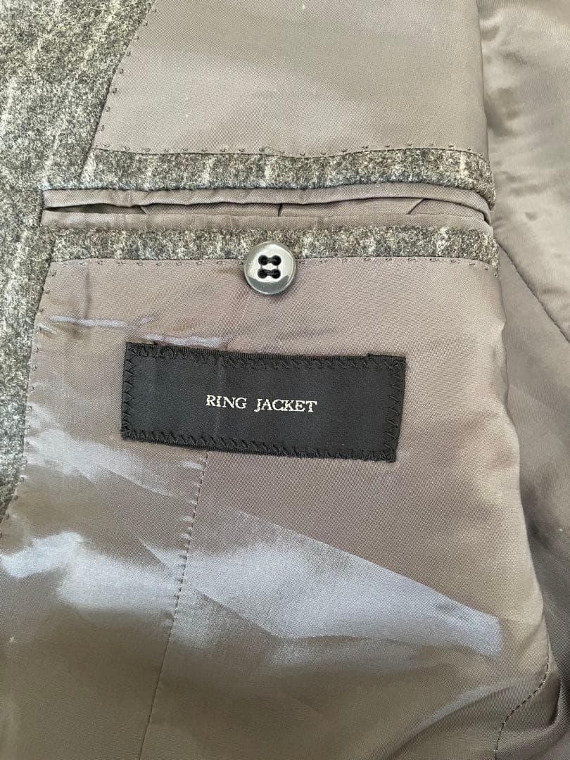 RING JACKETグレー ストライプ ダブルブレストスーツsize.48.M
