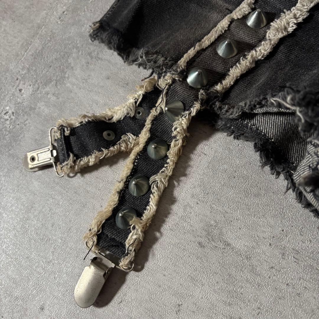 00s GLAD NEWS ブラックデニム ショートパンツ 髑髏スタッズ y2k