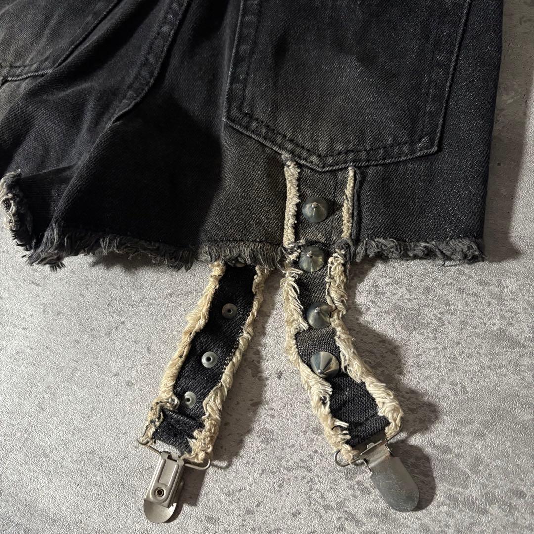 00s GLAD NEWS ブラックデニム ショートパンツ 髑髏スタッズ y2k