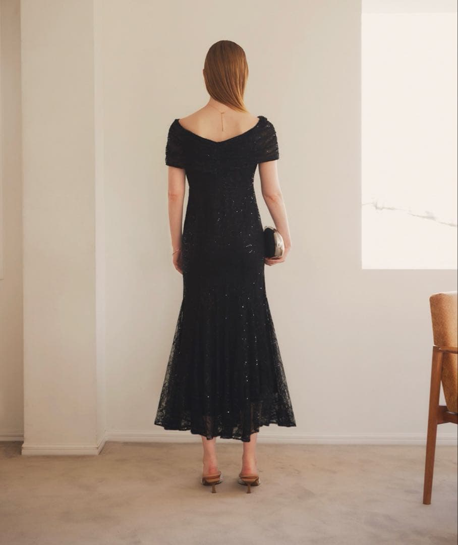 【LEJA】2wayオフショルダースパンコールマーメイドフレアパーティードレス