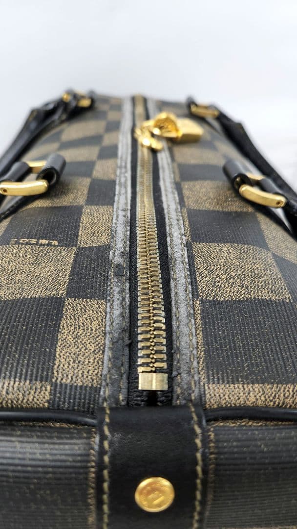 【良品】FENDI フェンディ ペカン柄 ブロック ボストンバッグ 40㎝