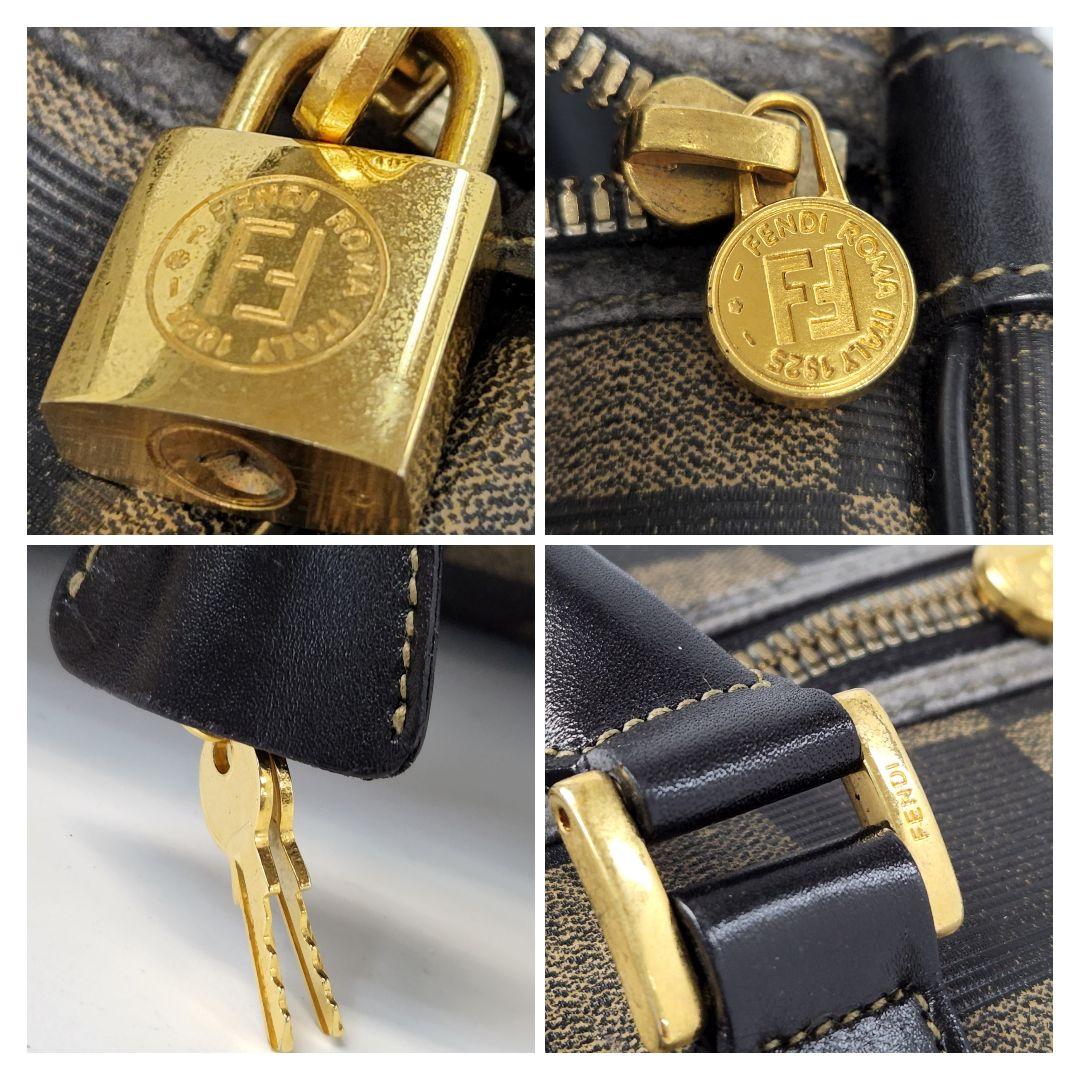 【良品】FENDI フェンディ ペカン柄 ブロック ボストンバッグ 40㎝