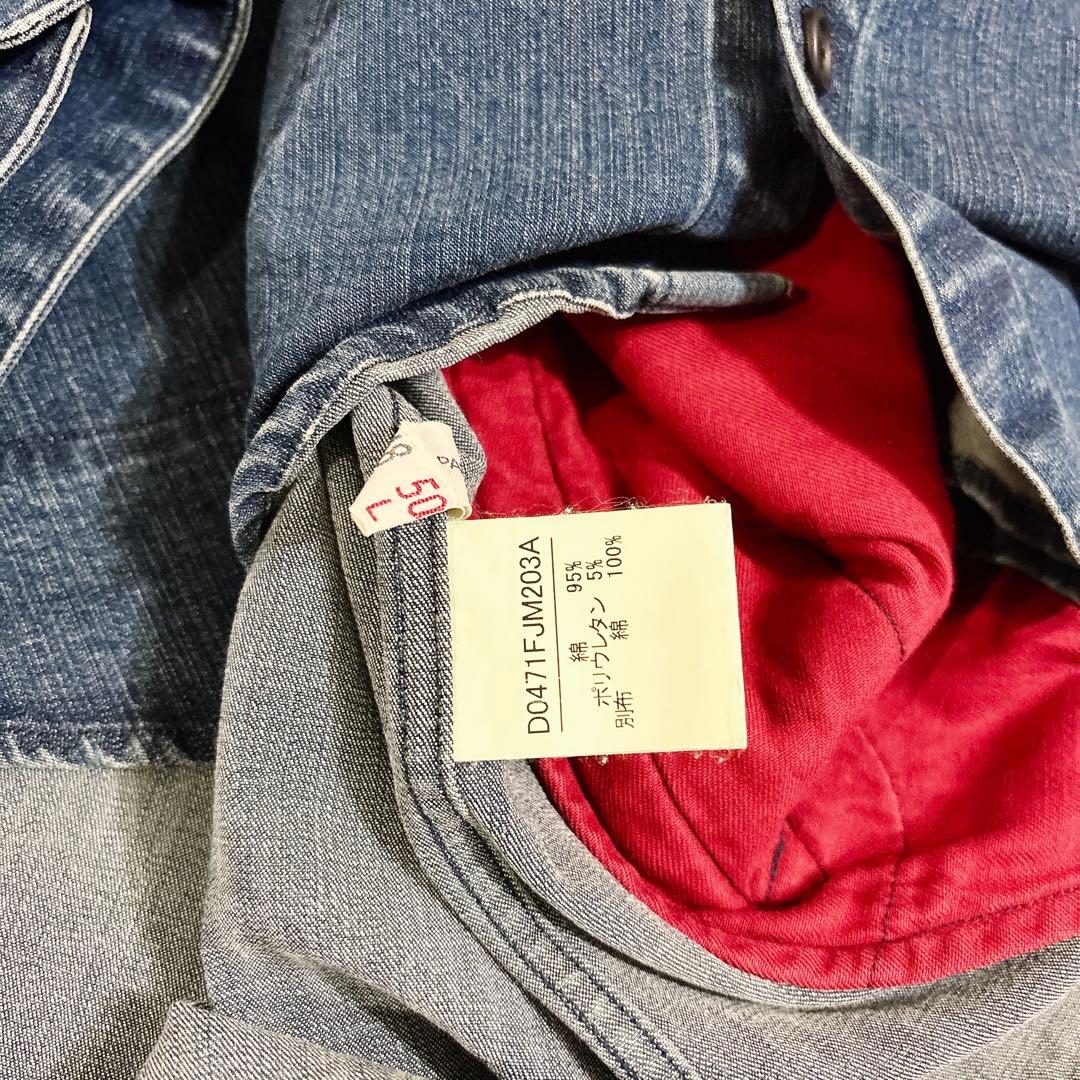 希少 Papas インディゴ デニム ワーク カバーオール シャツ Lサイズ