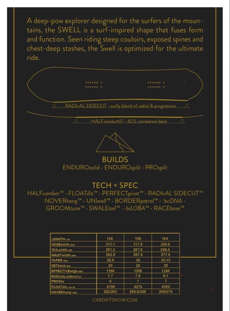 Cardiffcraft Swell Enduro 164 スノーボード