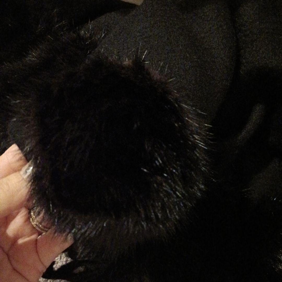 FENDI カシミアブラック ストール ファーフリンジ付き