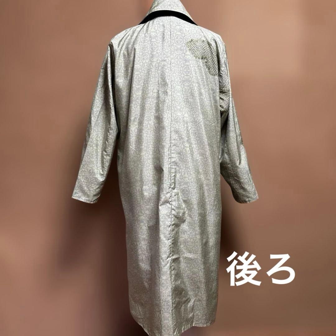着物リメイク　正絹泥大島と色大島紬リバーシブルロングコート1227-1