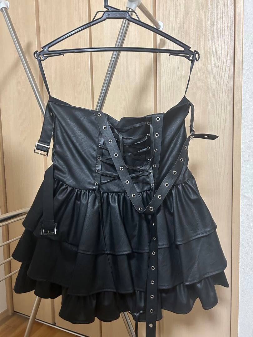 華さん専用 IMVAL / Frill Leather Dress [BLK]