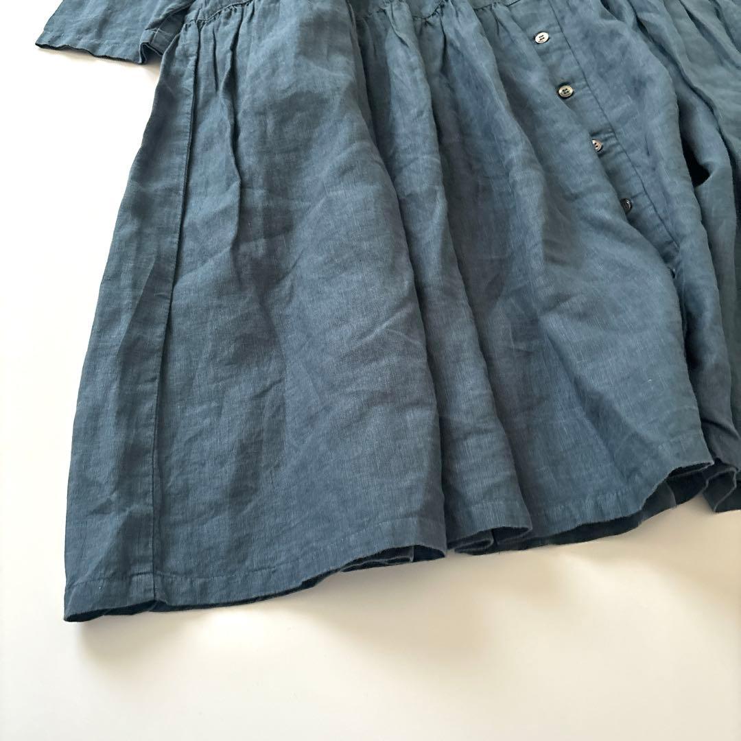 「美品」nest robe ライトネイビー　 長袖ティアードシャツワンピース　F