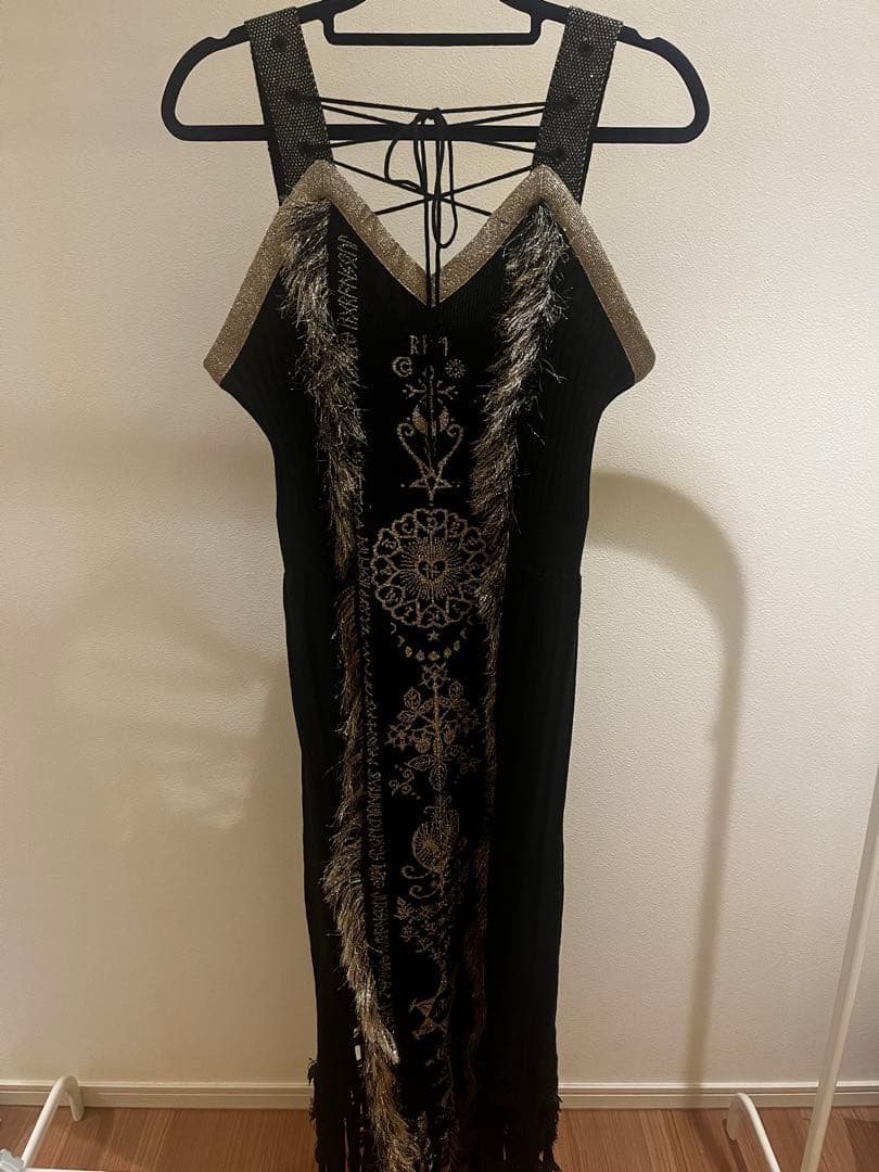 値下げ中rurumu:2021aw ニットロングワンピース 黒るるむう