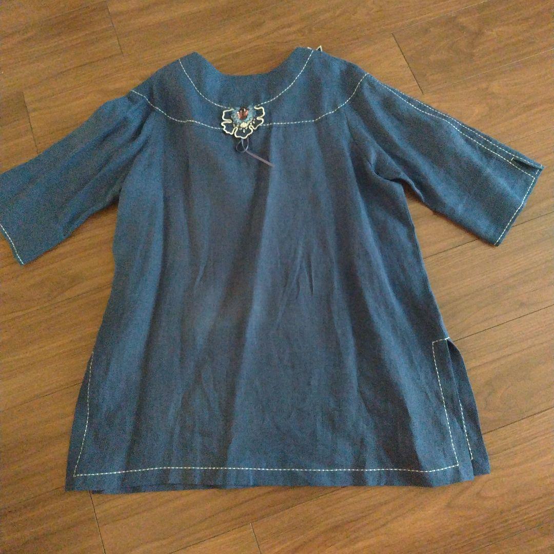 アルベロベロ 麻100% デニム調チュニック