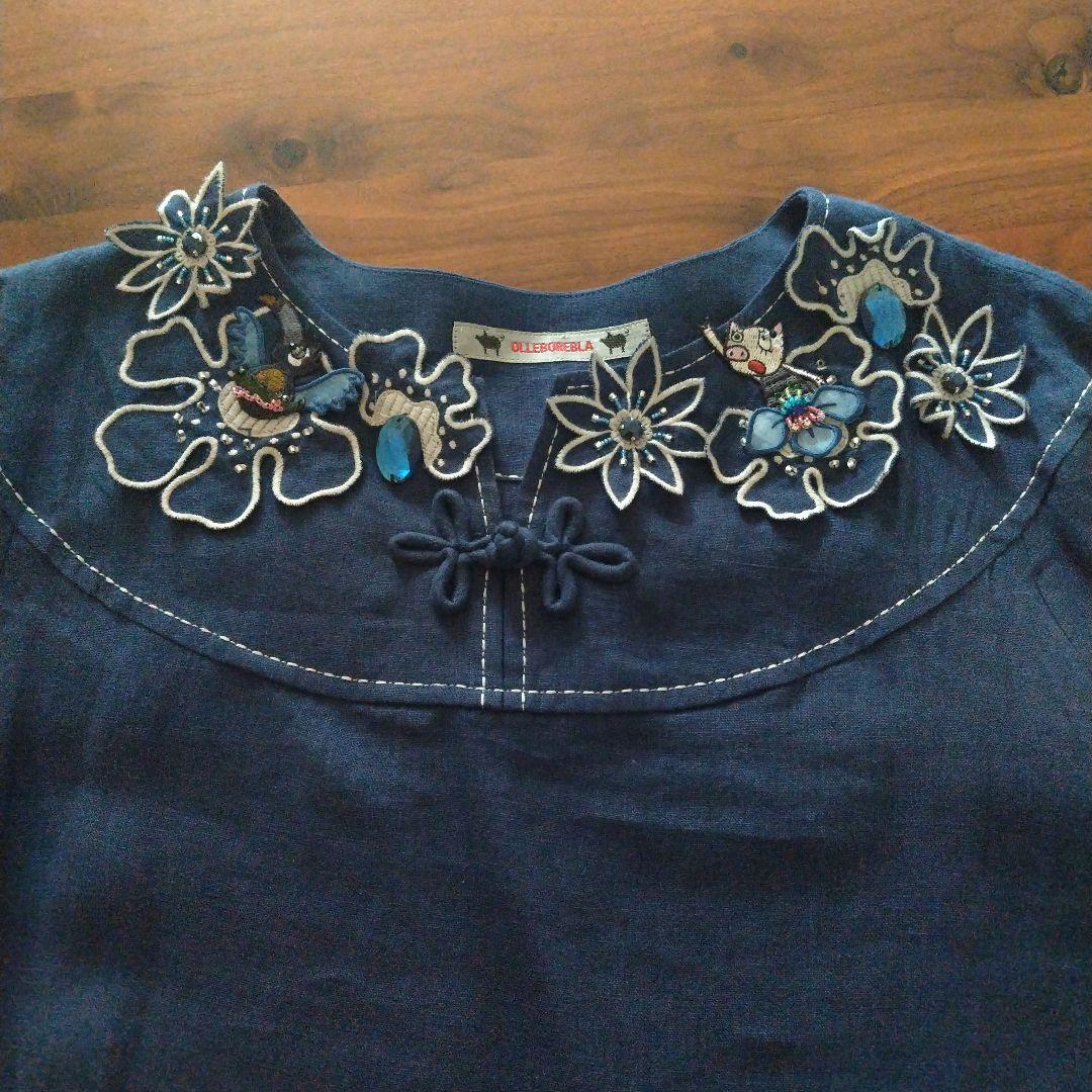 アルベロベロ 麻100% デニム調チュニック