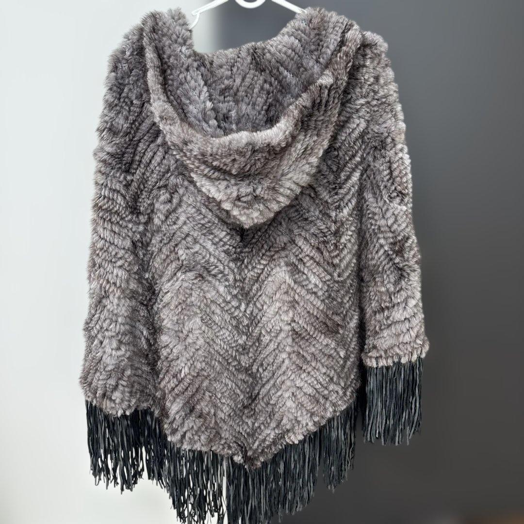 フード付き　ミンク　ポンチョ