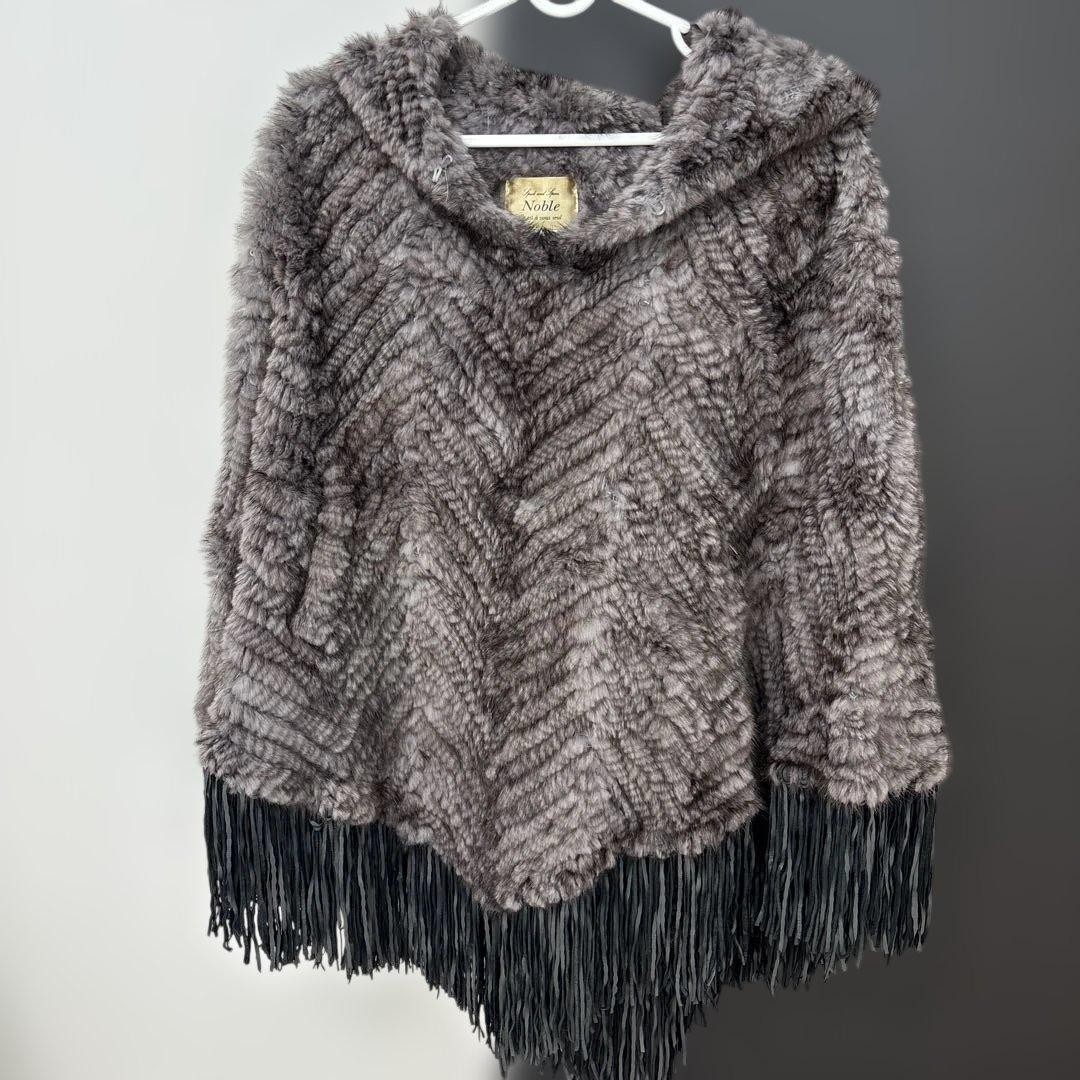 フード付き　ミンク　ポンチョ