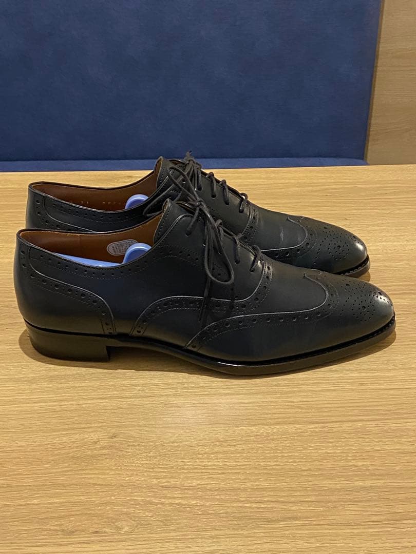ランバン　レザーシューズ　ネイビー　25.5cm 革靴　メンズ