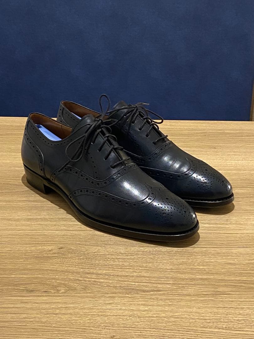 ランバン　レザーシューズ　ネイビー　25.5cm 革靴　メンズ