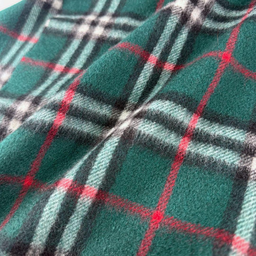 【未使用タグ付き】BURBERRY カシミヤ100% チェックマフラー グリーン