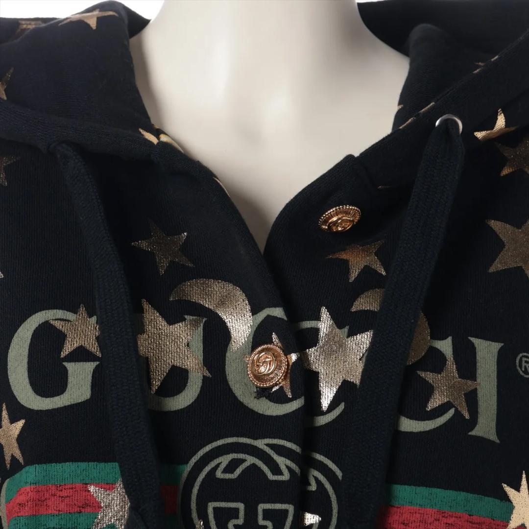 【未使用級】グッチ コットン パーカー S ブラック スター アンド ムーン