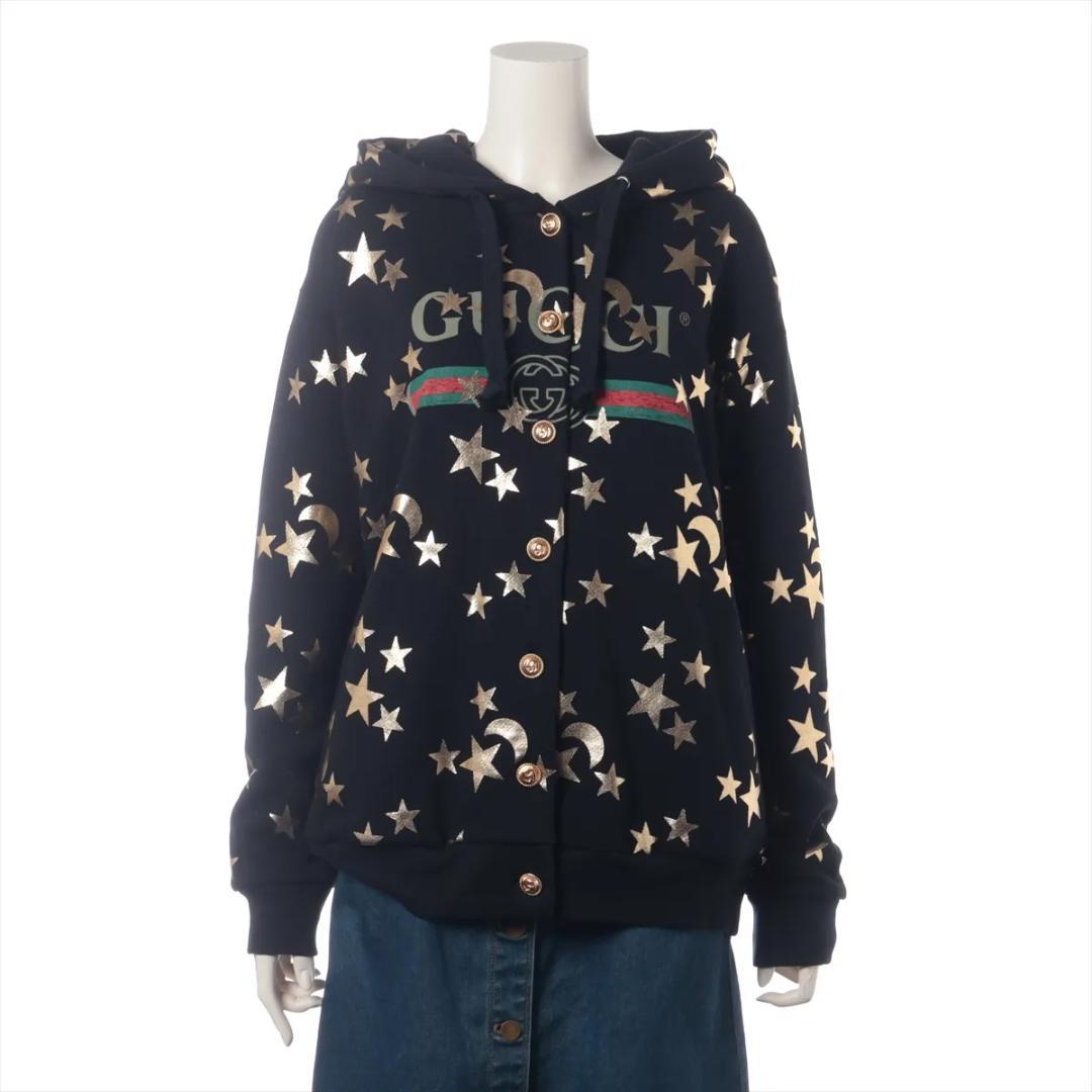 【未使用級】グッチ コットン パーカー S ブラック スター アンド ムーン