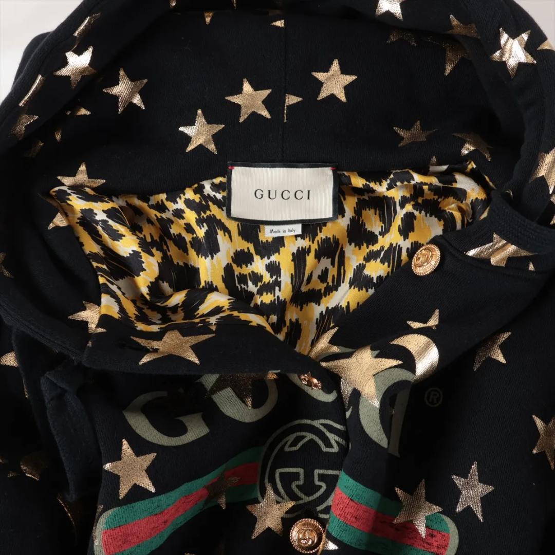 【未使用級】グッチ コットン パーカー S ブラック スター アンド ムーン