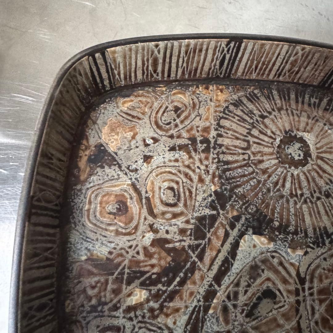 ロイヤルコペンハーゲン バッカ プレート 抽象模様の四角形 陶器皿