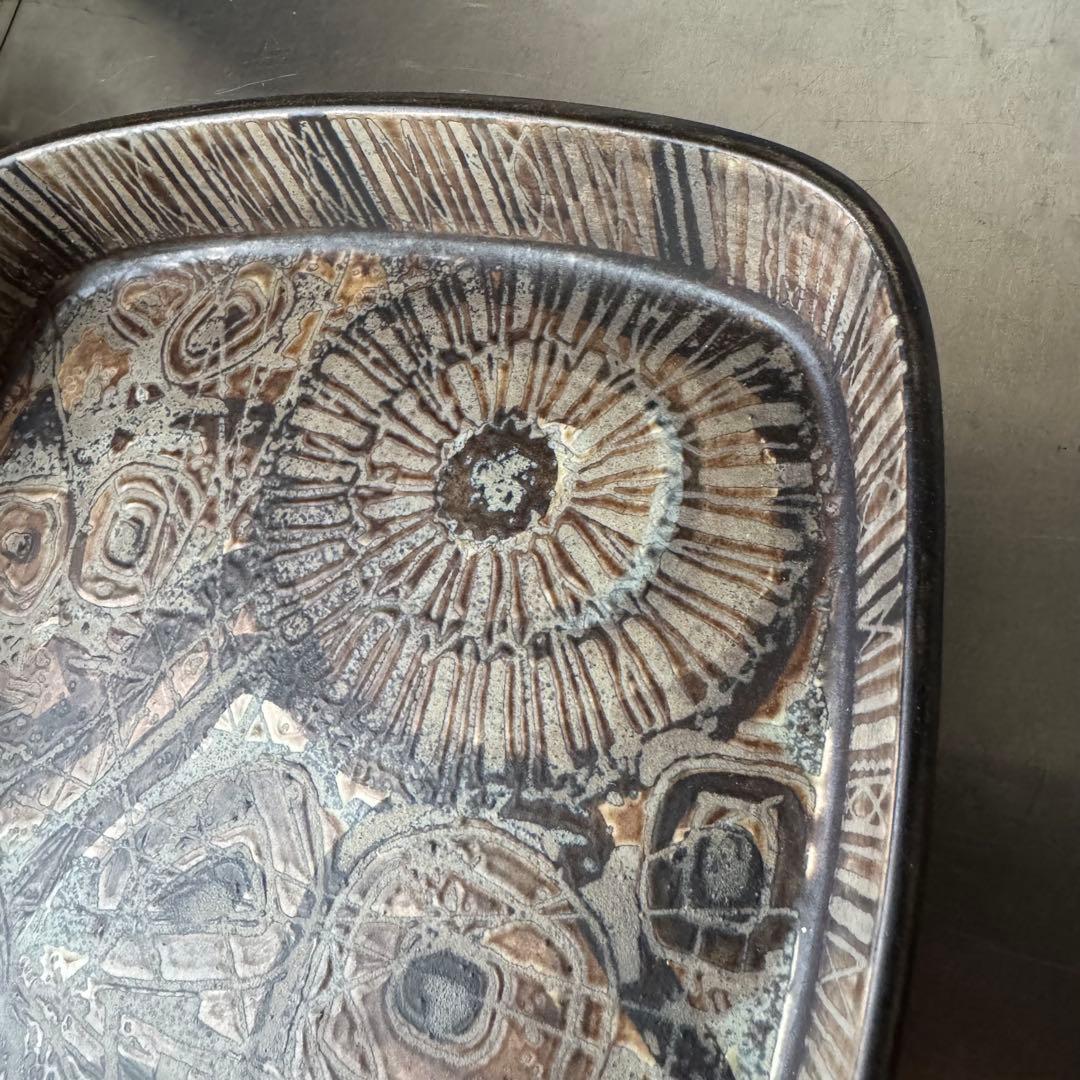 ロイヤルコペンハーゲン バッカ プレート 抽象模様の四角形 陶器皿