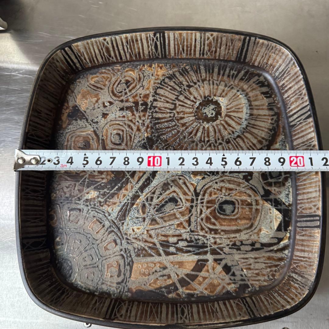 ロイヤルコペンハーゲン バッカ プレート 抽象模様の四角形 陶器皿