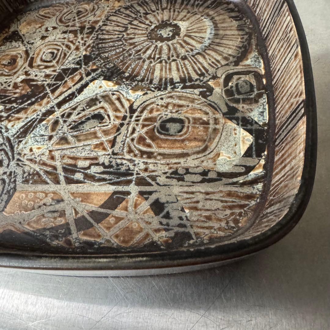 ロイヤルコペンハーゲン バッカ プレート 抽象模様の四角形 陶器皿