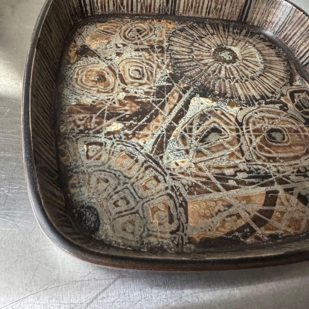 ロイヤルコペンハーゲン バッカ プレート 抽象模様の四角形 陶器皿