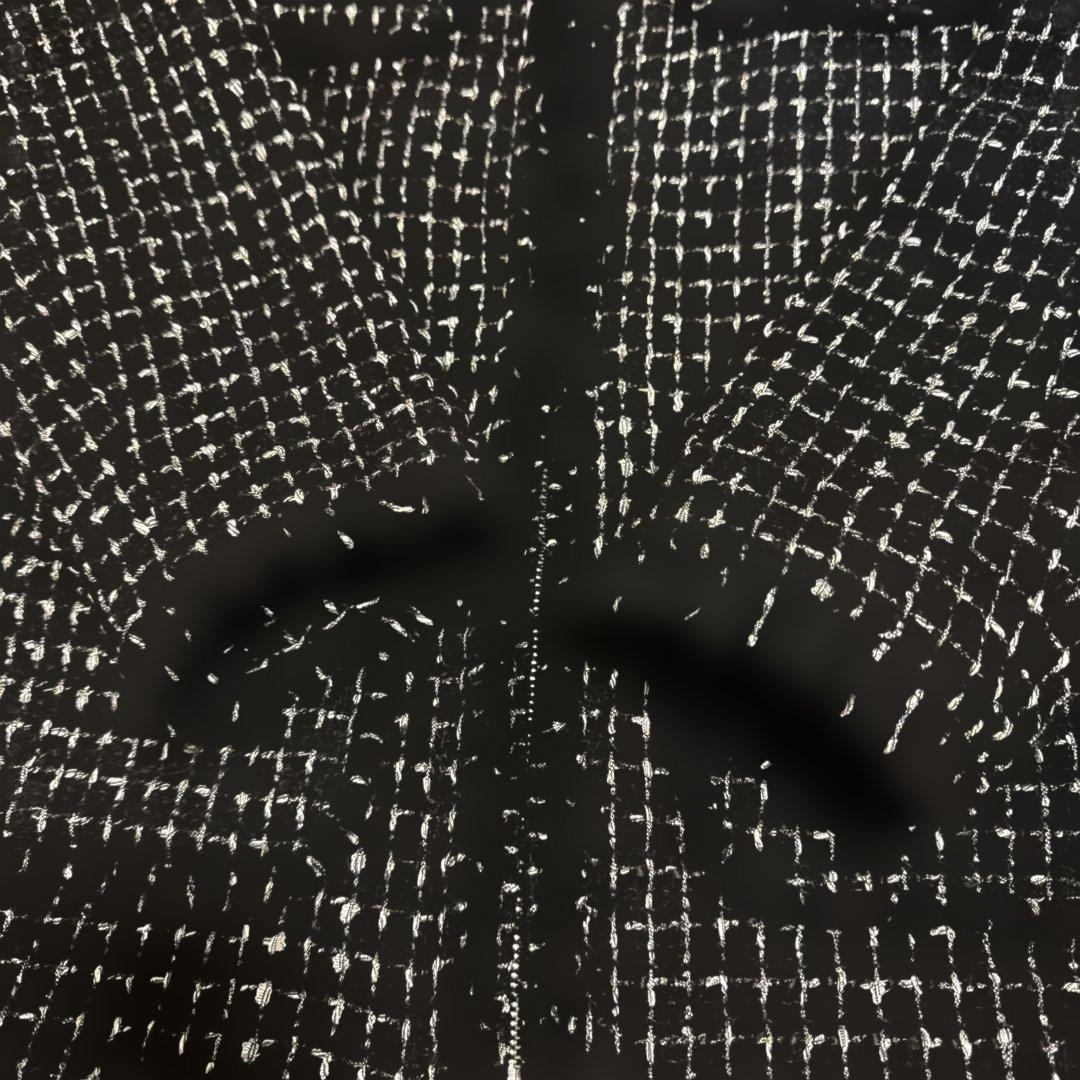 SHIPS ノーカラーツイードジャケット ブラック/ホワイト