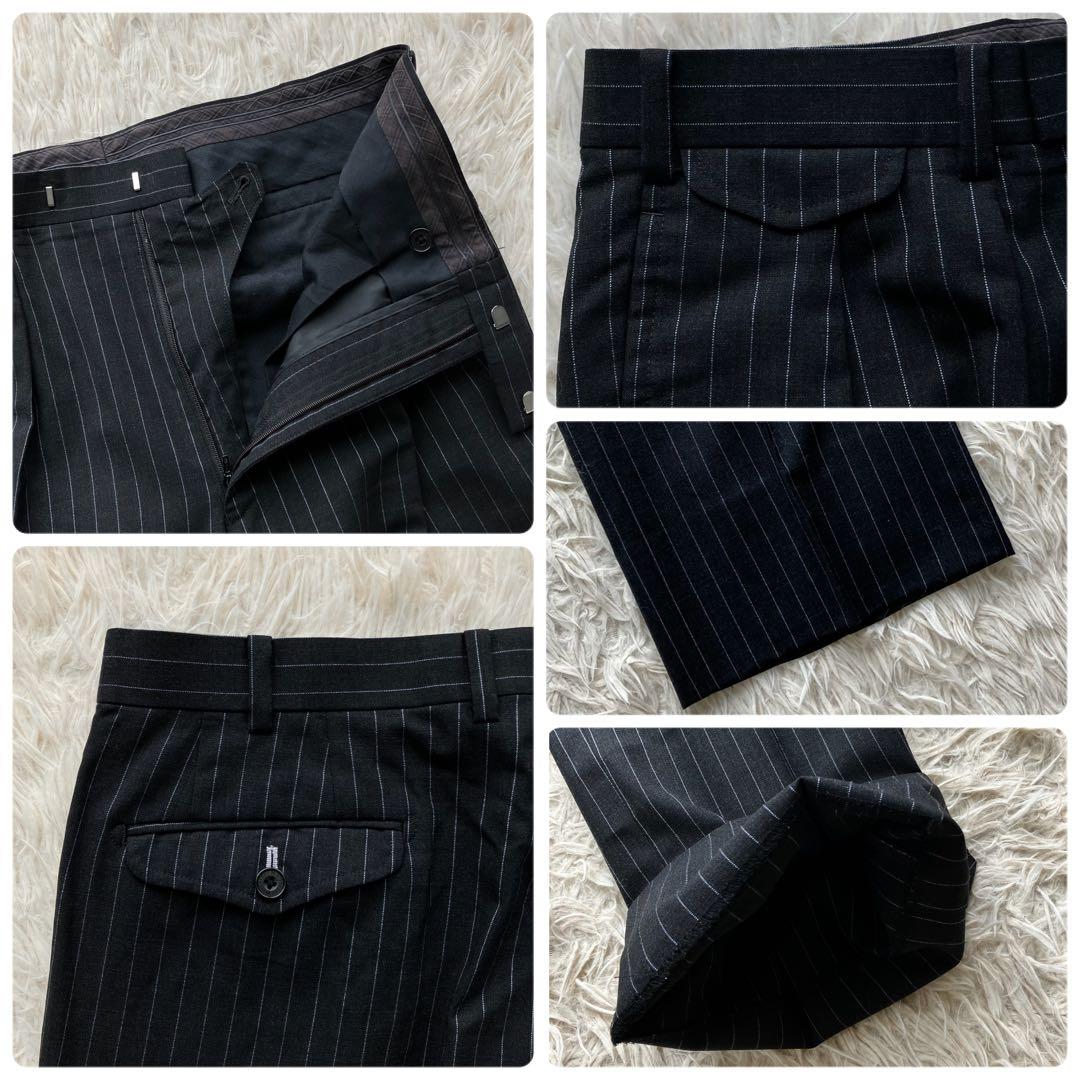 【超希少XL】バーバリーブラックレーベル　スーツ　黒　羊毛　super100's