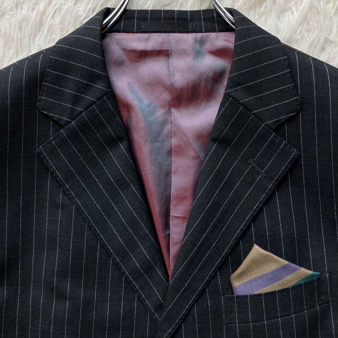 【超希少XL】バーバリーブラックレーベル　スーツ　黒　羊毛　super100's