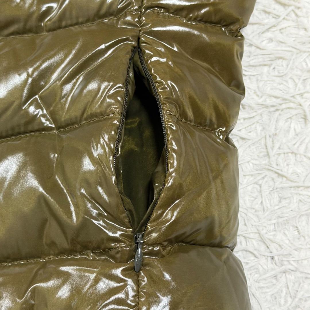 15507✨MONCLER ダウンベスト/0/ナイロン カーキ ワッペン