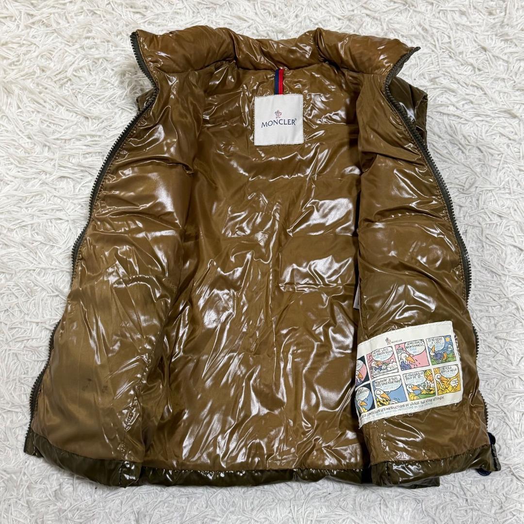 15507✨MONCLER ダウンベスト/0/ナイロン カーキ ワッペン