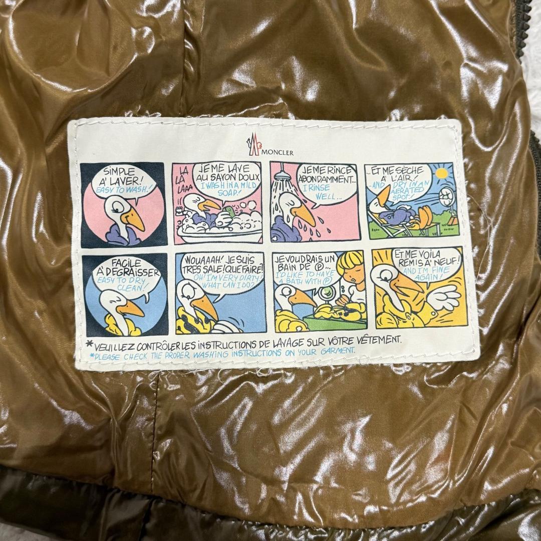 15507✨MONCLER ダウンベスト/0/ナイロン カーキ ワッペン