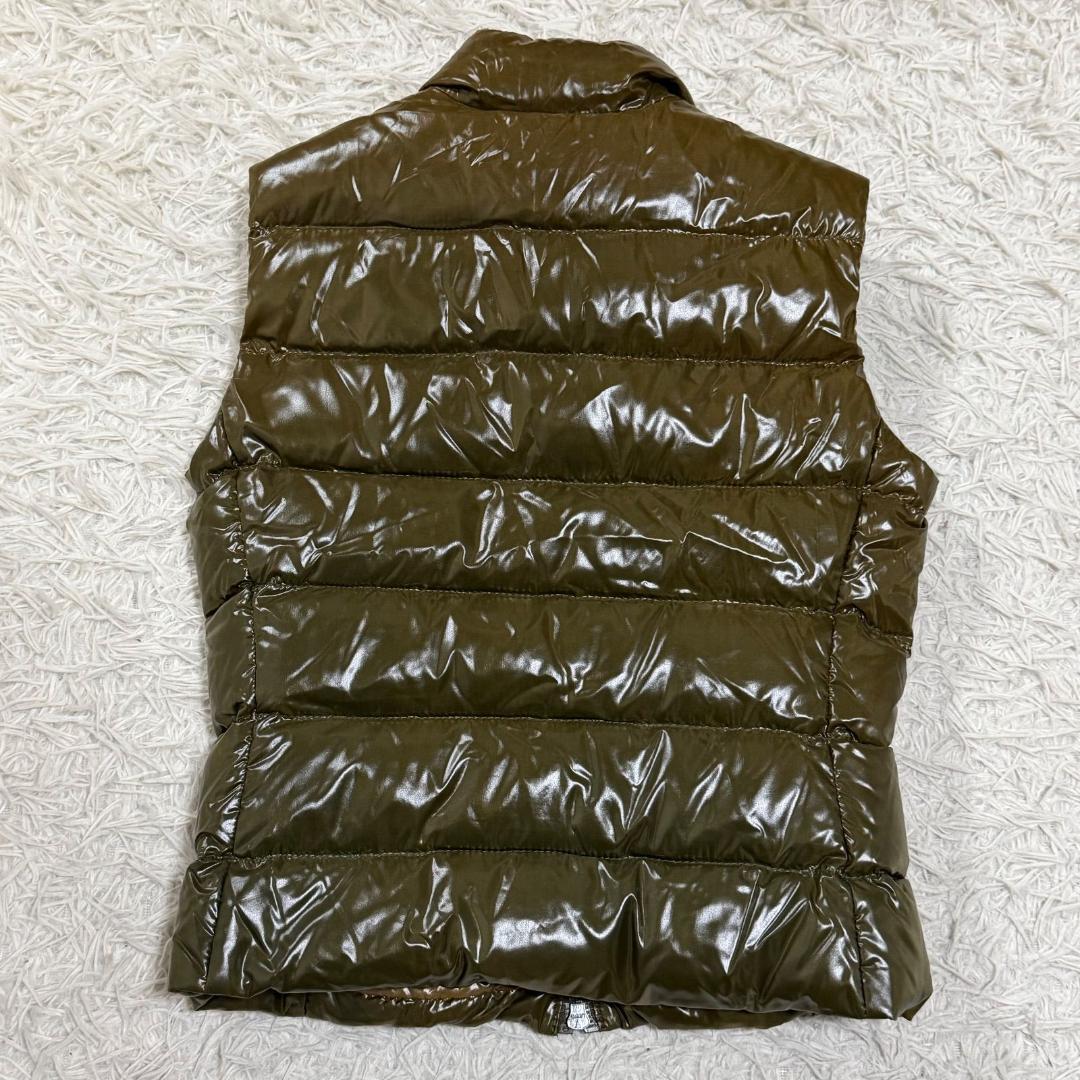 15507✨MONCLER ダウンベスト/0/ナイロン カーキ ワッペン