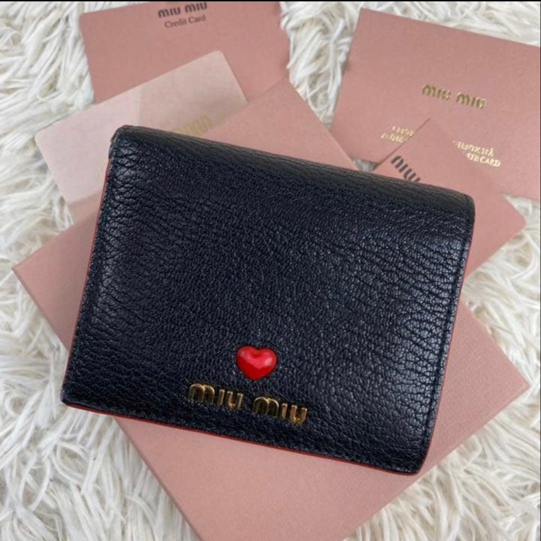 A*迎様 miu miu 二つ折り財布 黒 ※訳あり！！