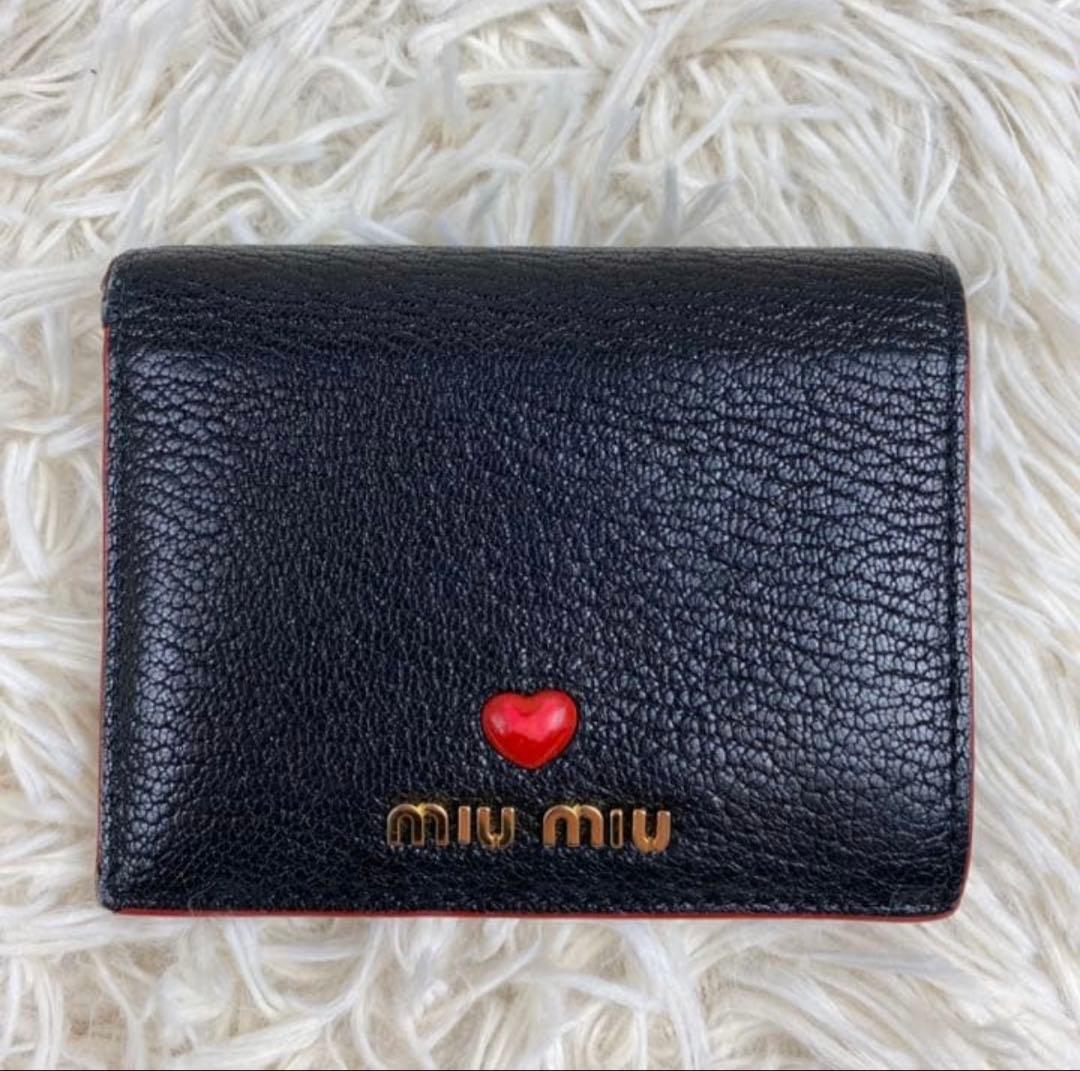 A*迎様 miu miu 二つ折り財布 黒 ※訳あり！！