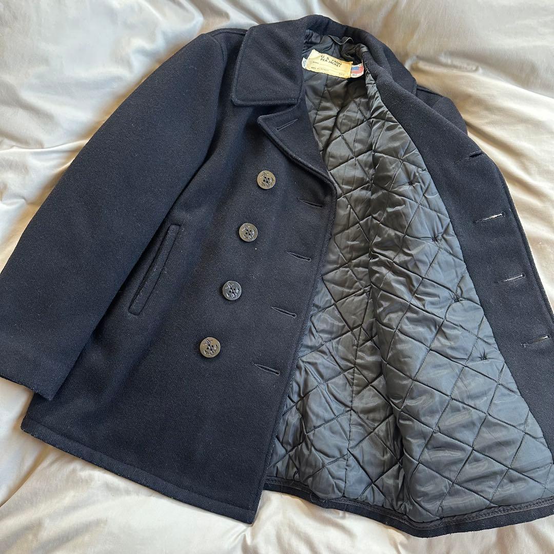美品☆Schott ショット/U.S.740N/Pコート/USA製　ネイビー/L