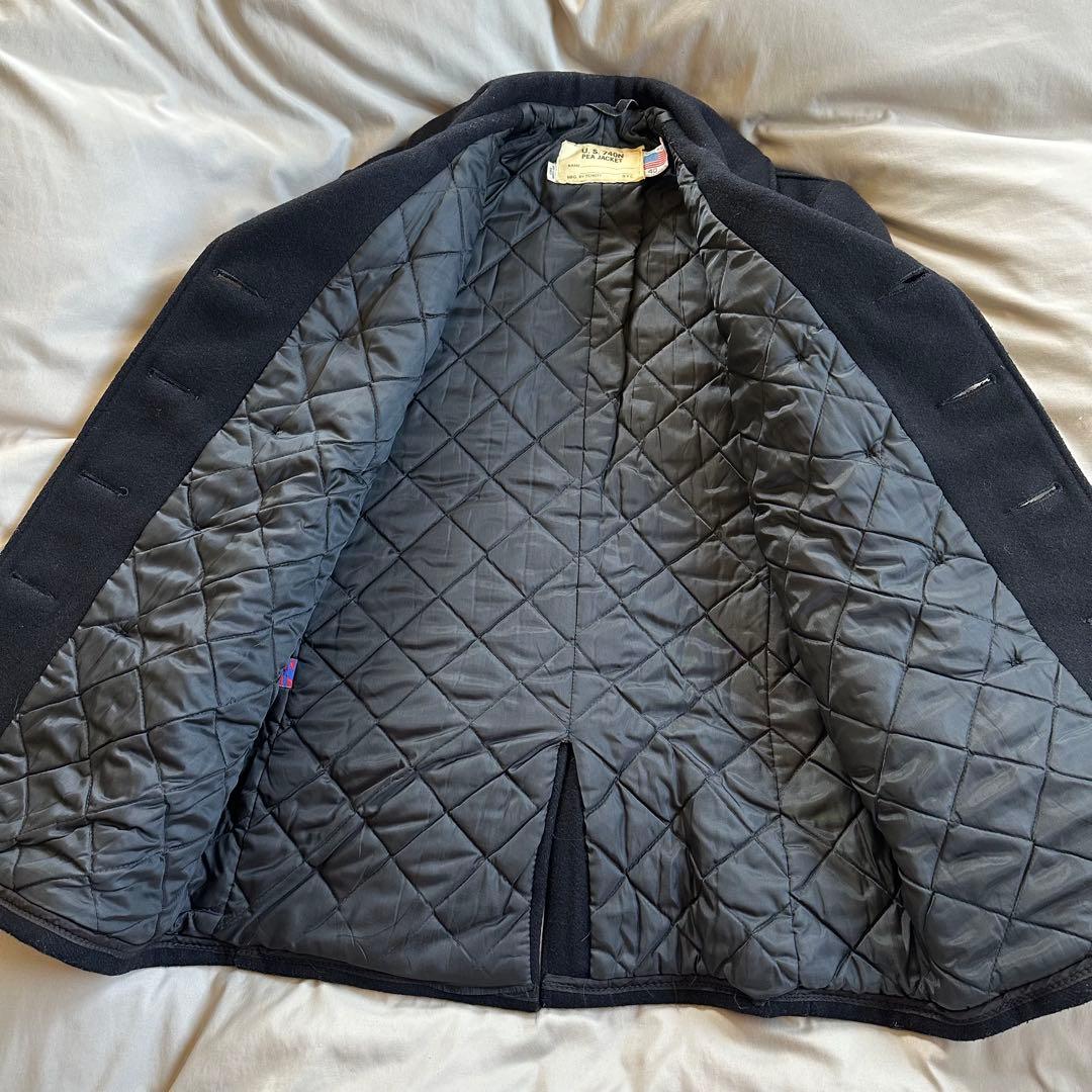 美品☆Schott ショット/U.S.740N/Pコート/USA製　ネイビー/L