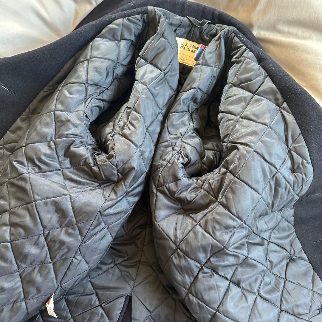美品☆Schott ショット/U.S.740N/Pコート/USA製　ネイビー/L