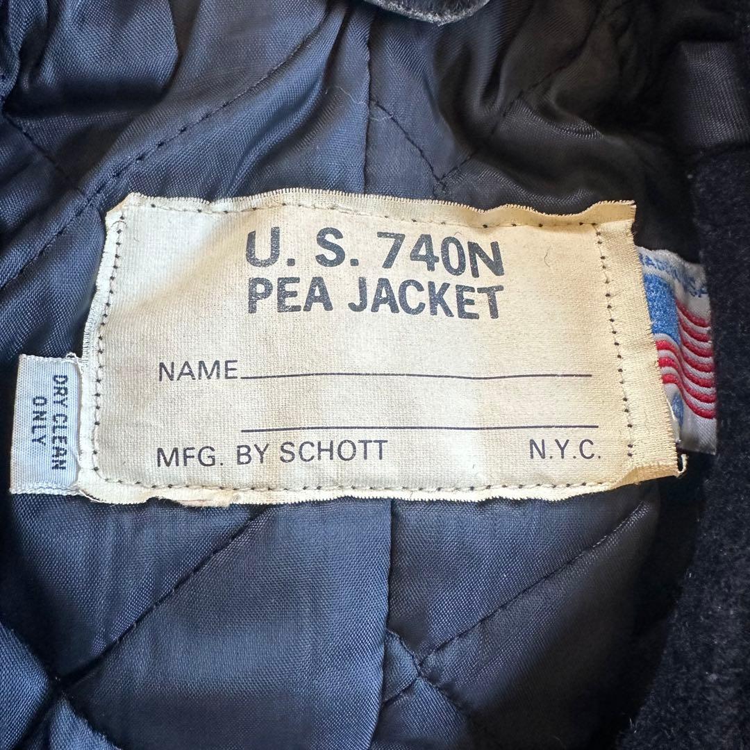 美品☆Schott ショット/U.S.740N/Pコート/USA製　ネイビー/L