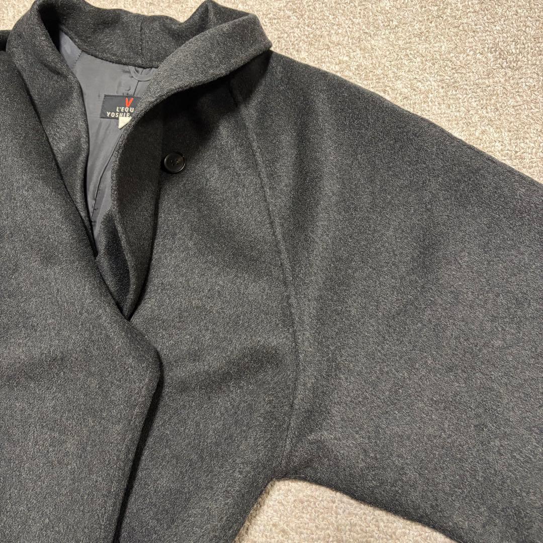 レキップヨシエイナバ　カシミア100%チェスターロングコート　ダークグレー