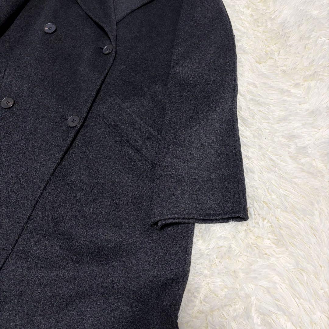 レキップヨシエイナバ　カシミア100%チェスターロングコート　ダークグレー
