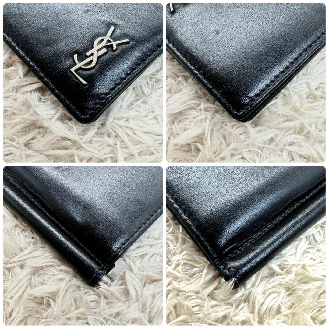 【美品】サンローラン マネークリップ ブラック YSL シルバーロゴ メンズ